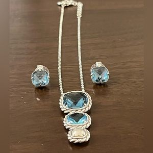 Brighton blue and silver earring and necklace set